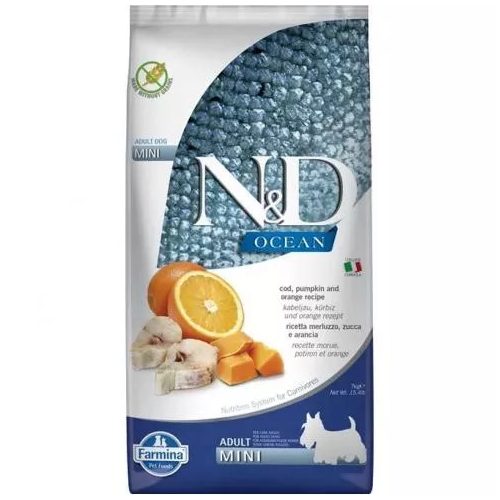 N&D Ocean Dog tőkehal, sütőtök & narancs adult mini 7kg