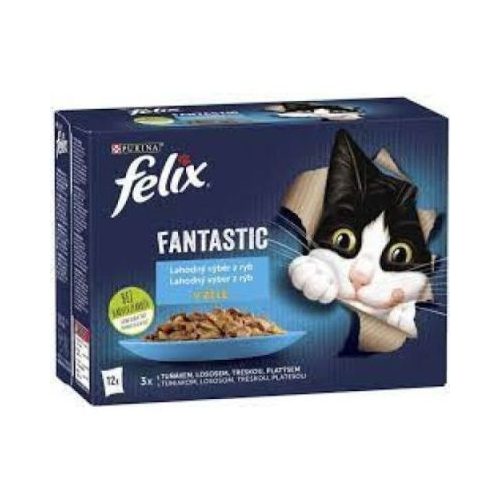 FELIX FANTASTIC Halas válogatás aszpikban nedves macskaeledel 12x85g