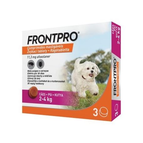 FRONTPRO® rágótabletta kutyáknak bolhák és kullancsok ellen (2–4 kg) 11,3 mg; 3 tabletta