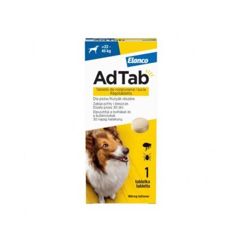 AdTab rágótabletta óriás testű kutyáknak (>22-45kg) 900mg , 1db tabletta