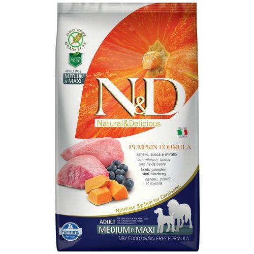 FARMINA N&D DOG GRAIN FREE BÁRÁNY&ÁFONYA SÜTŐTÖKKEL ADULT 12KG