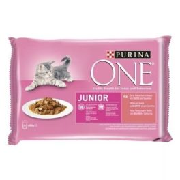   Purina ONE JUNIOR Lazaccal és Sárgarépával nedves macskaeledel 4x85g