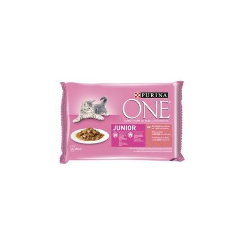 Purina ONE JUNIOR Lazaccal és Sárgarépával nedves macskaeledel 4x85g