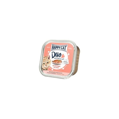  Happy Cat Duo Pástétomos Falatkák Szárnyas-Lazac 100g Gyűjtőre (16db) rendelhető!