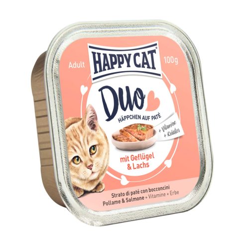 Happy Cat Duo Pástétomos Falatkák Szárnyas-Lazac 100g Gyűjtőre (16db) rendelhető!