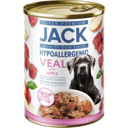 JACK HIPOALLERGÉN PÁSTÉTOM KONZERV 400G BORJÚHÚS ALMÁVAL