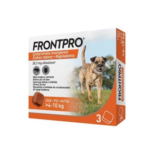 FRONTPRO® RÁGÓTABLETTA KUTYÁKNAK>(4–10 KG) 28,3 MG; 3 TABLETTA 2db-tól